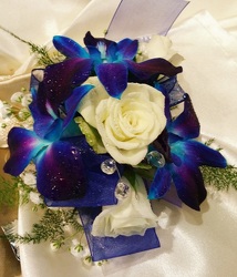 Galaxy Orchid Wrist Corsage from Arjuna Florist in Brockport, NY