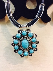 Turquoise Necklace with Black Leather from Arjuna Florist in Brockport, NY