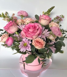 Rosy Mornings Hatbox Keepsake from Arjuna Florist in Brockport, NY