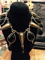 Black and Gold Statement Necklace from Arjuna Florist in Brockport, NY